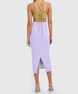 By Johnny The Fresco Halter Maxi Dress Lilac/Green Size 12 for rent on The Volte - image 2