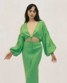 Dominique Healy Parakeet Wrap Top and Skirt Set Green Size 10 for rent on The Volte - image 3