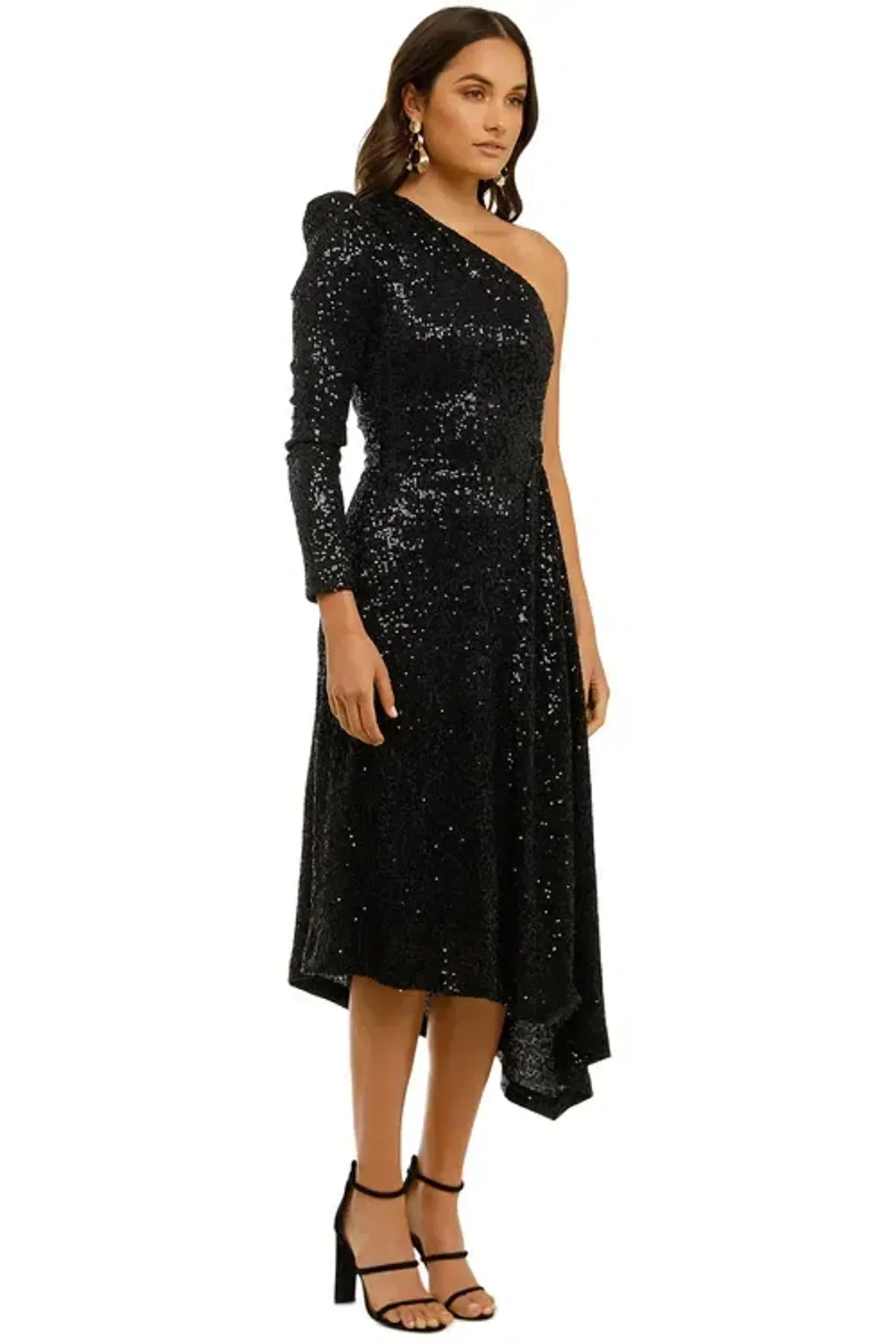 Rebecca Vallance Mona 1 Sleeve Midi Dress Black Black Size 8 - Image 2