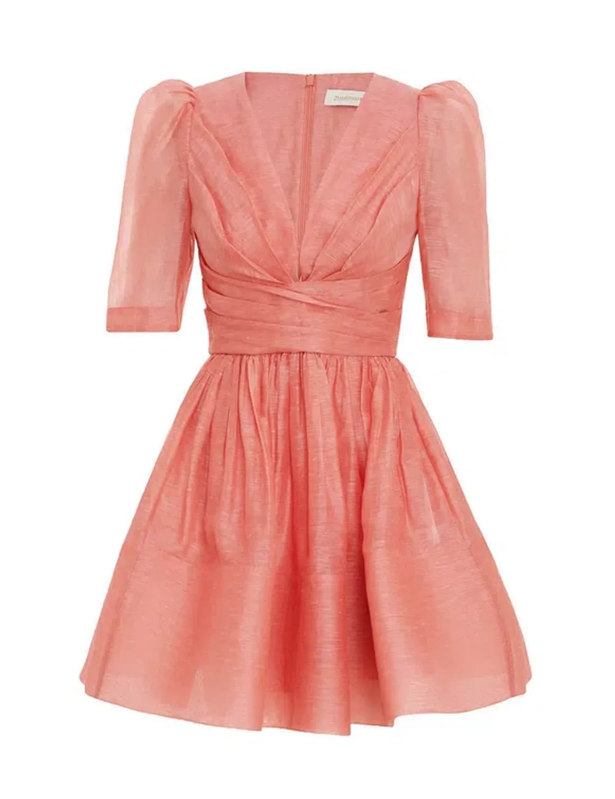 Zimmermann The Wonderland Sleeved Mini Dress in Guava Size 3/Au 14 - Image 3