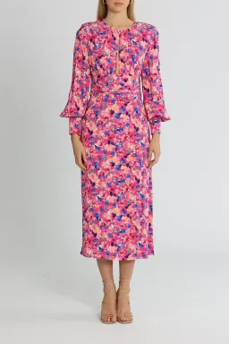 Rebecca Vallance Little Havana Midi Dress Pink Print Size AU 14 for rent on The Volte - image 1