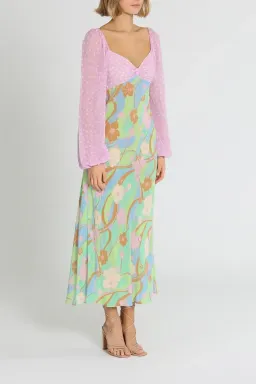 Rixo London Gio Jewel Midi Dress Multi Print Size AU 12 for rent on The Volte - image 2