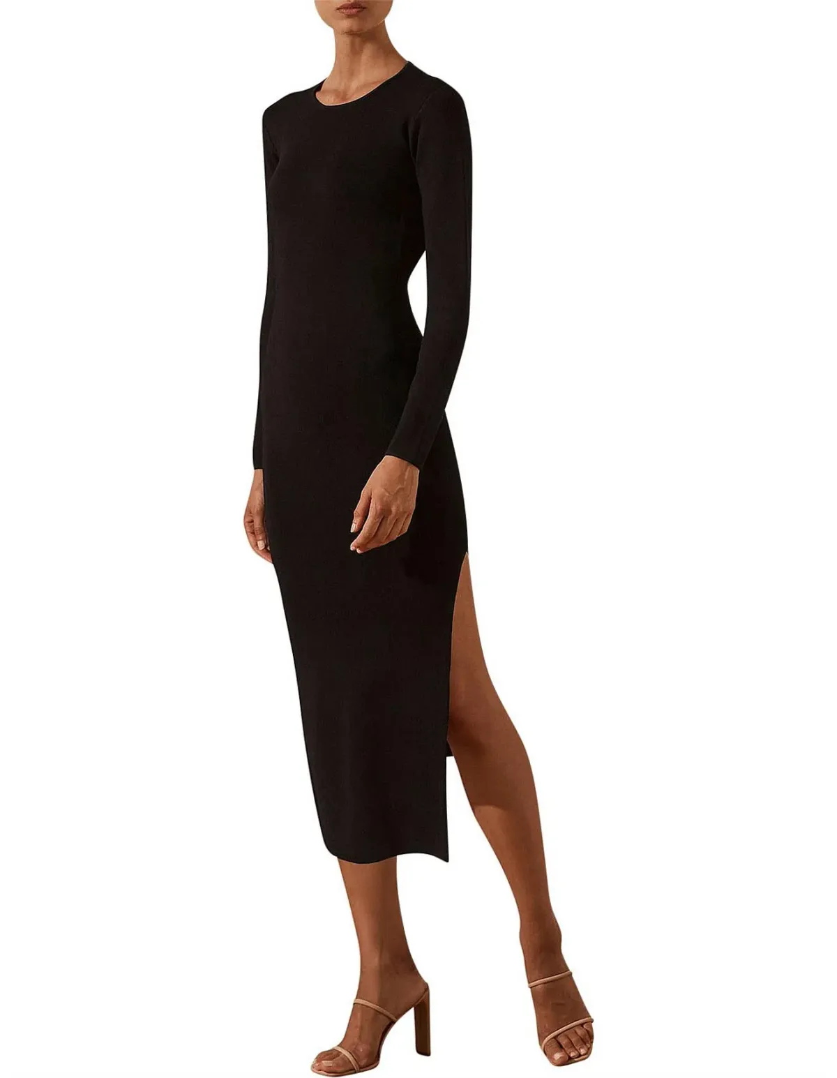 Shona Joy Lyon Long Sleeve Backless Midi Dress Black Size M/Au 12 - Image 1