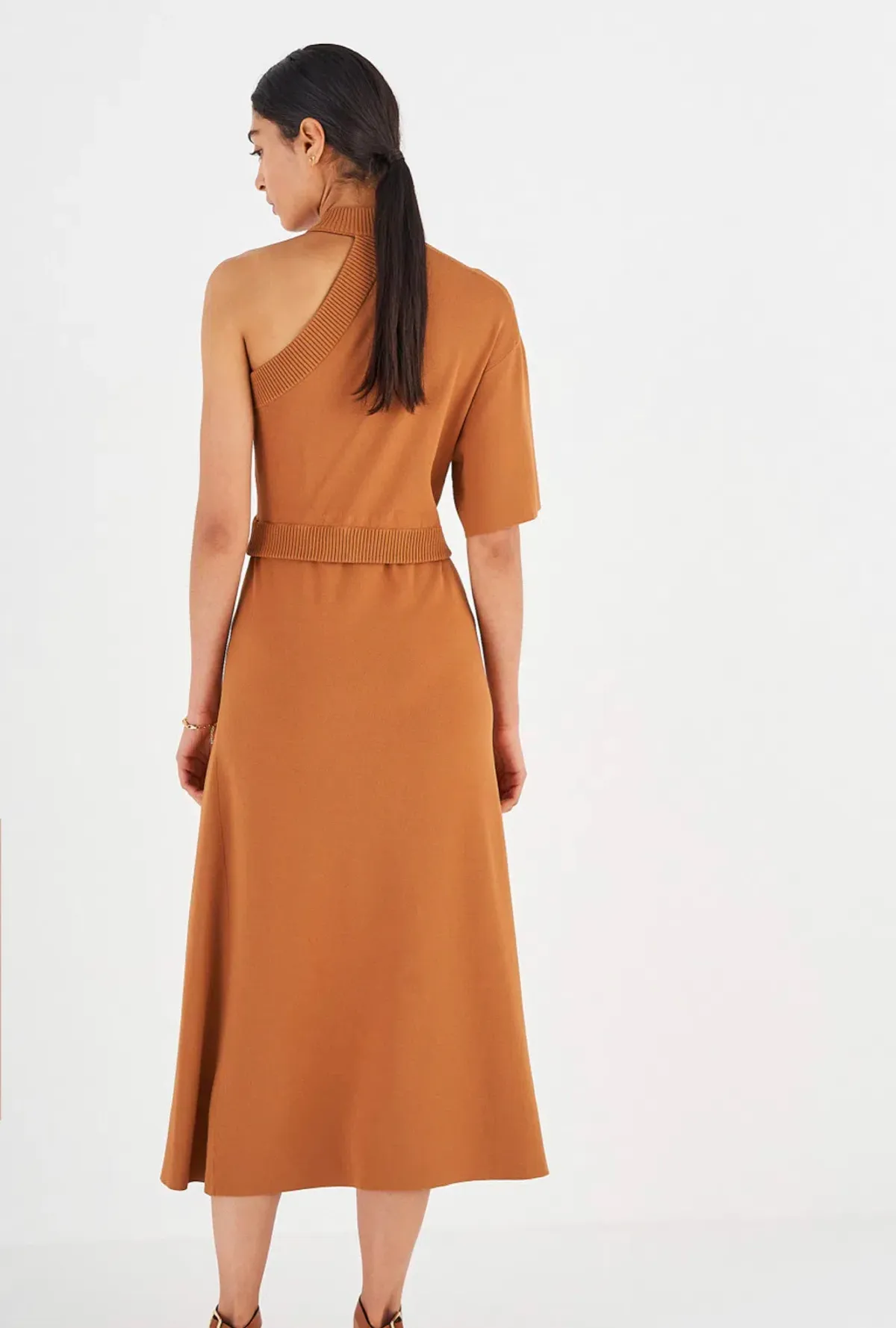 Oroton Asymmetric Dress in Toffee Orange in Size M(AU 10-12) - Image 2