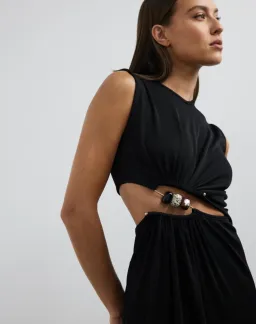 Christopher Esber Ruched Quartz Abacus Dress Black Size 8 for rent on The Volte - image 2