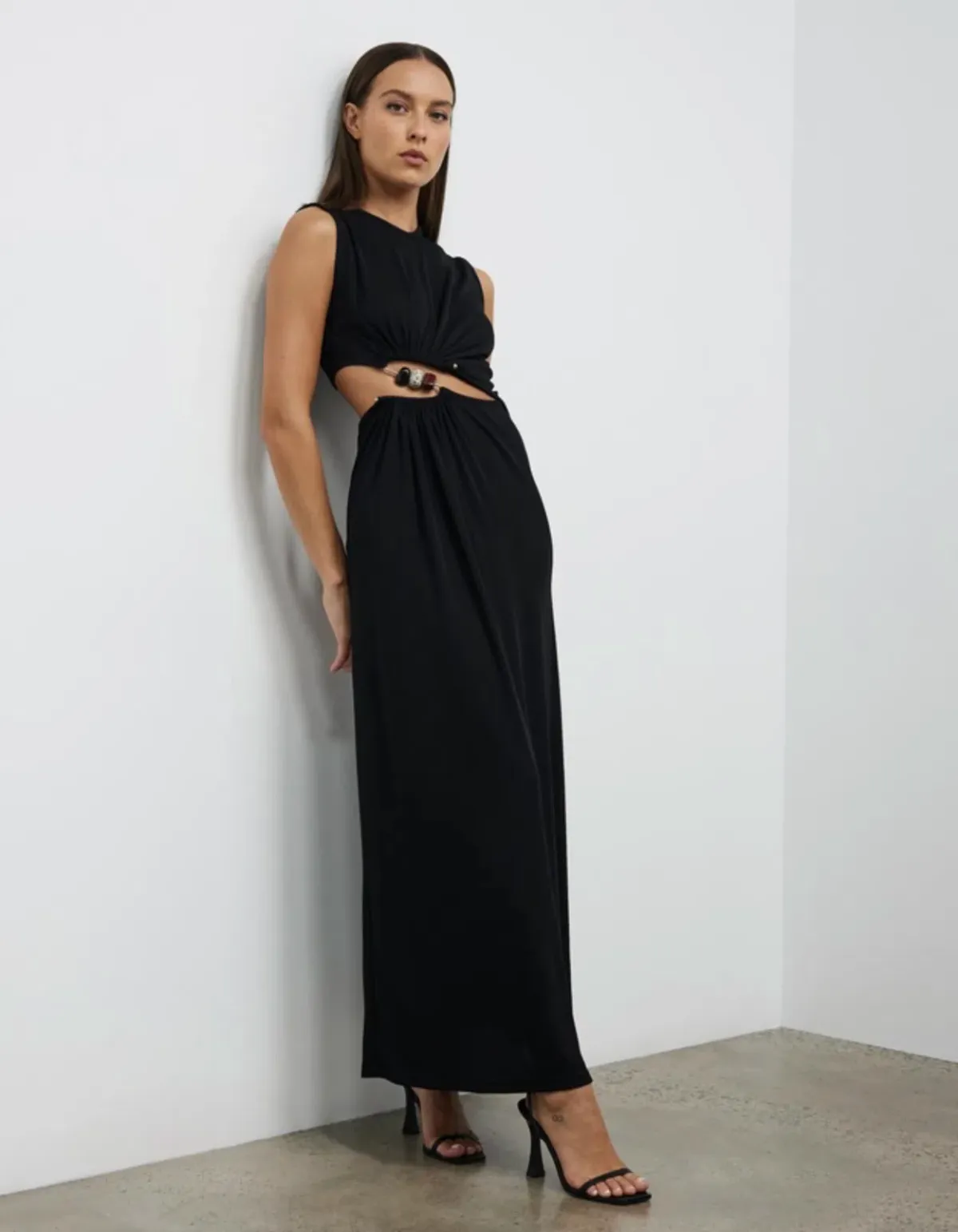 Christopher Esber Ruched Quartz Abacus Dress Black Size 8 - Image 4
