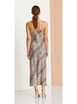 Bec & Bridge Feline Midi Dress Leopard Print Size AU 8 for rent on The Volte - image 3