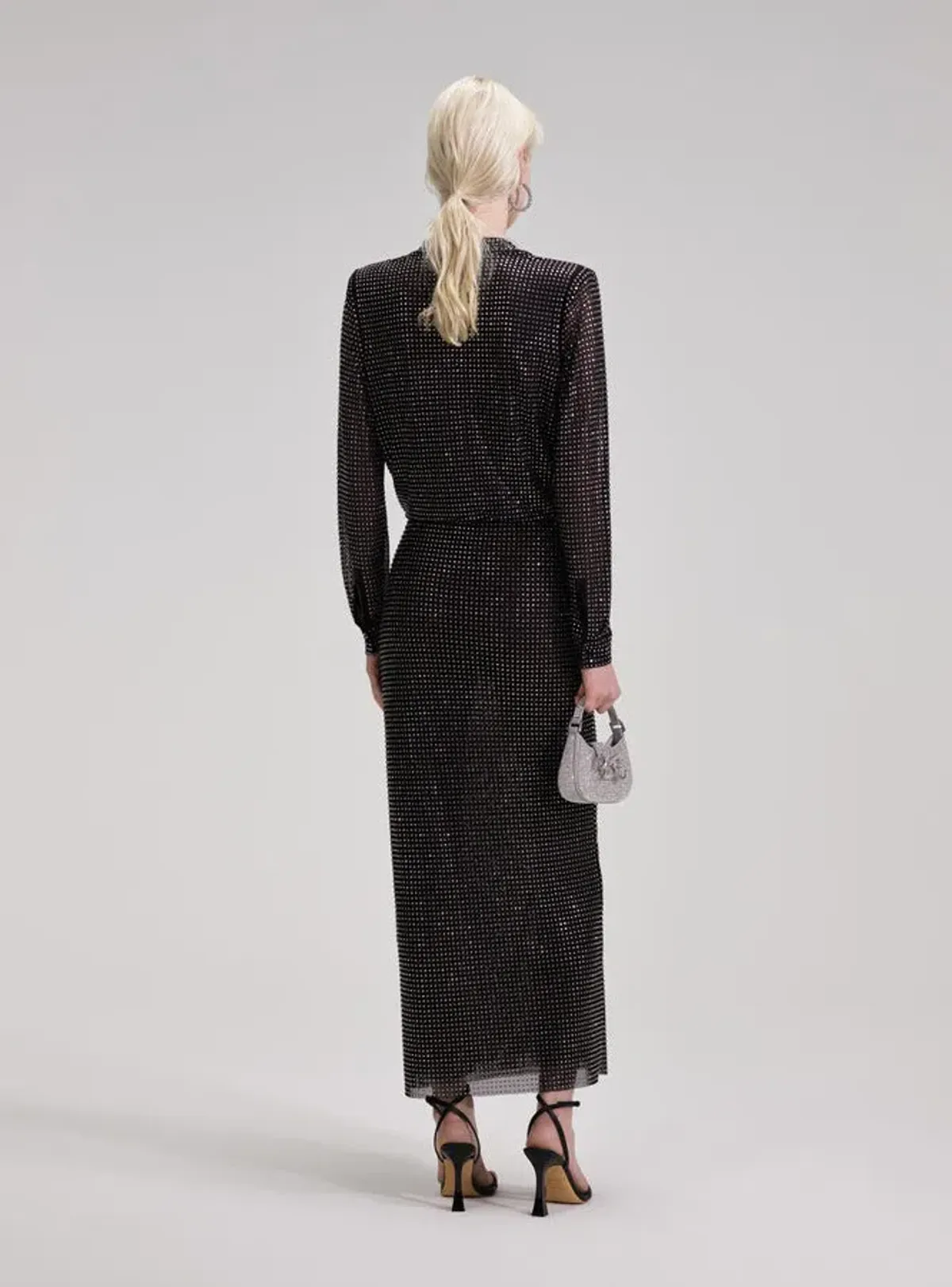 Self Portrait Rhinestone Midi Shirt Dress Black Size 10 - Image 2