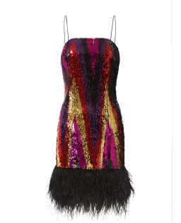 Rebecca Vallance Kaia Feather-Trimmed Sequin Tulle Mini Dress Multi Size 10 for rent on The Volte - image 3