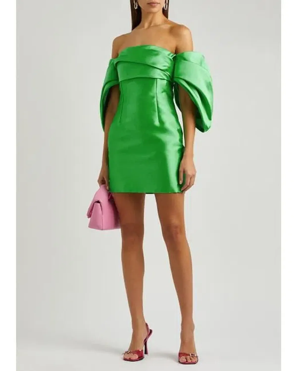 Solace London Elina Satin Mini Dress Lime Green Size 12 - Image 2