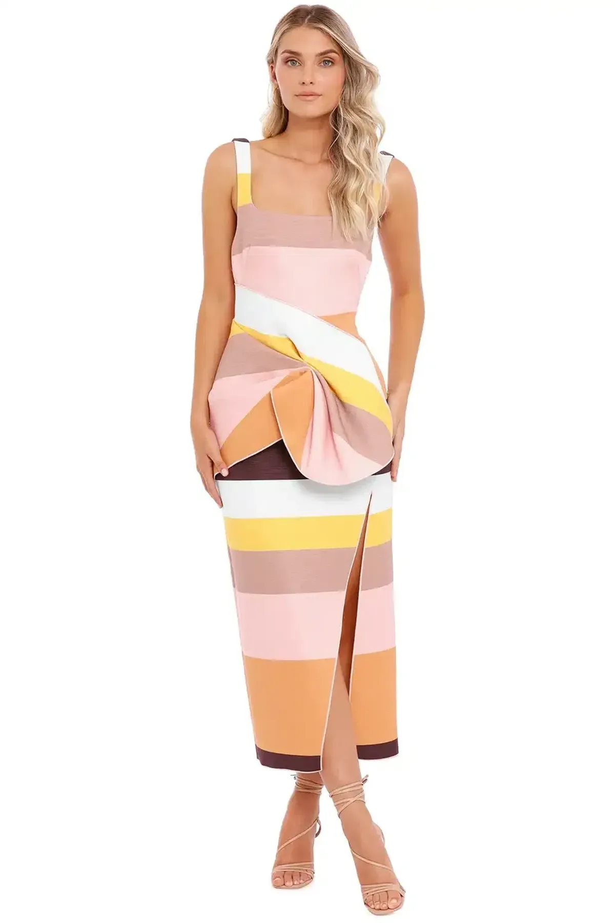 Acler Harper Dress Rainbow Stripe Multi Size 8 - Image 1