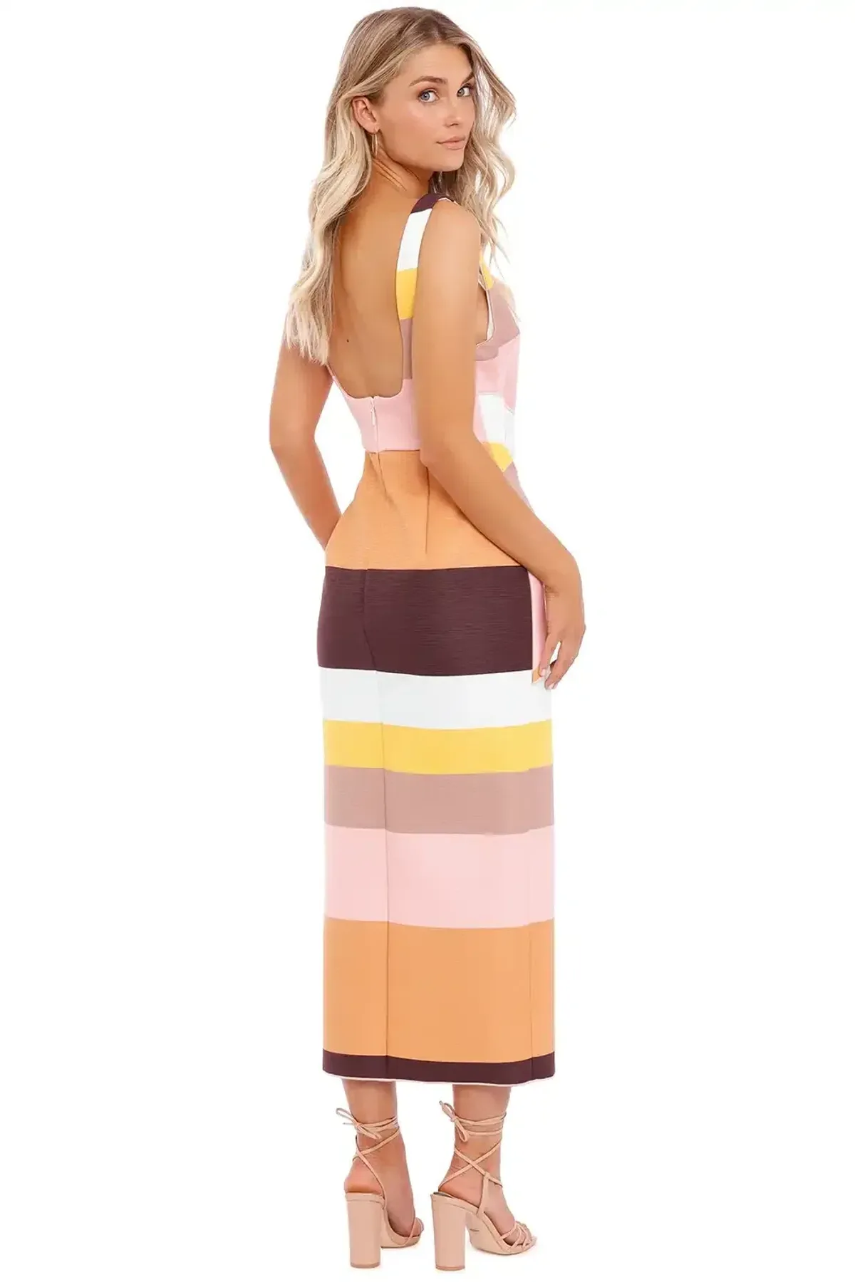 Acler Harper Dress Rainbow Stripe Multi Size 8 - Image 4