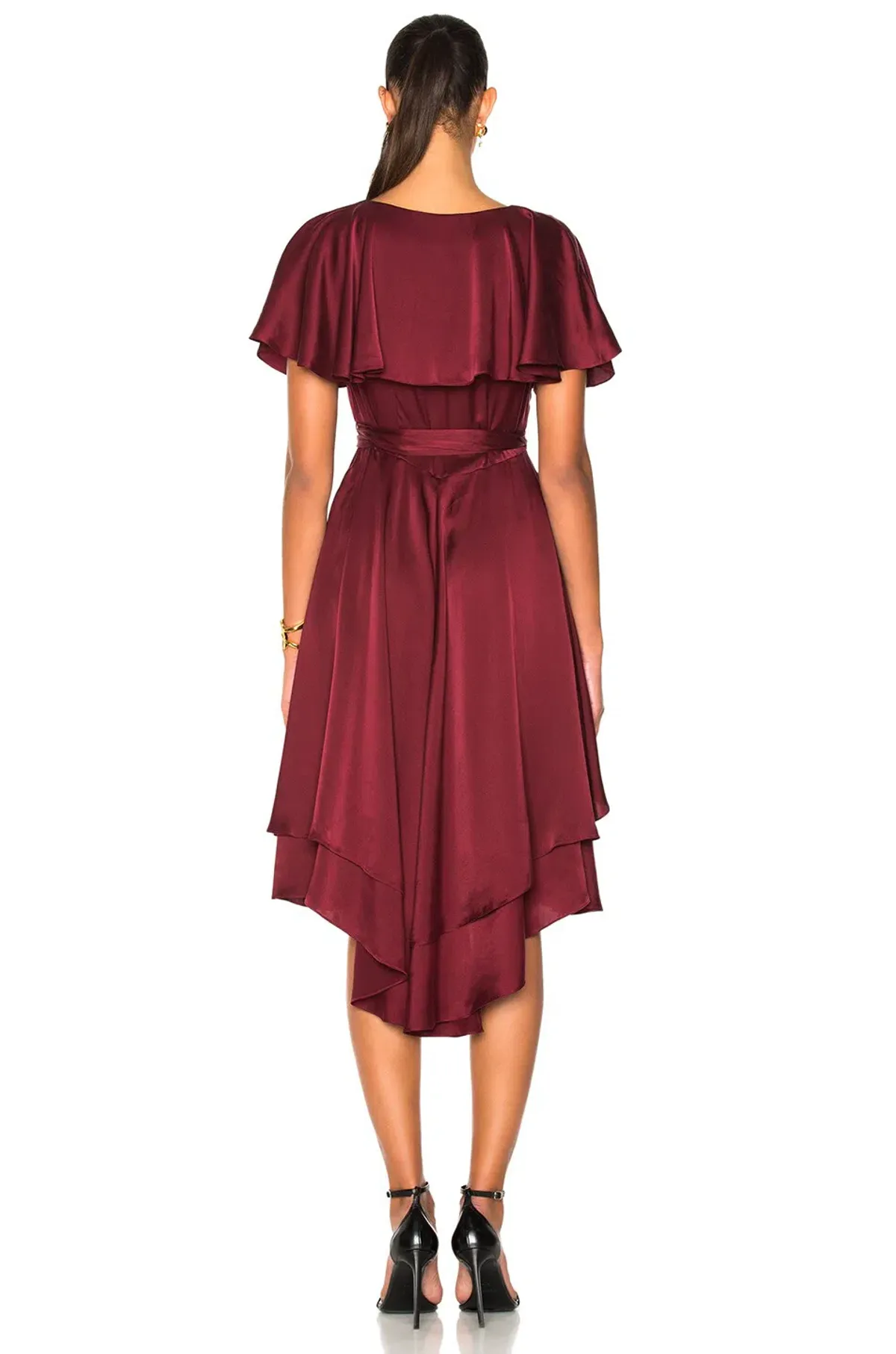Zimmermann Wrap High Low Midi Dress Burgundy Size 8 - Image 3