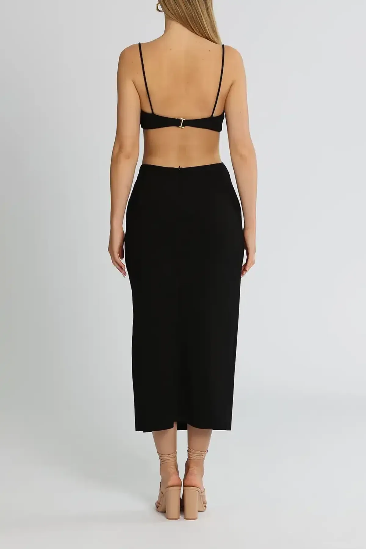 Bec & Bridge Alba Cut Out Midi Dress Black Size 10 - Image 3