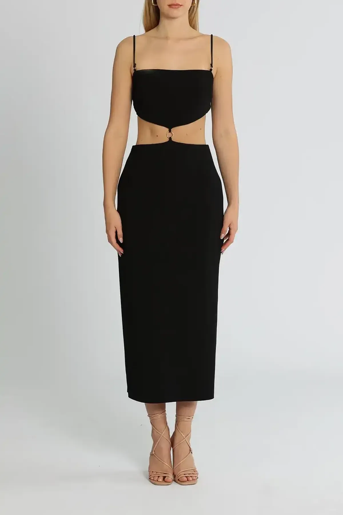Bec & Bridge Alba Cut Out Midi Dress Black Size 10 - Image 1