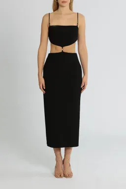 Bec & Bridge Alba Cut Out Midi Dress Black Size 10 for rent on The Volte - image 1