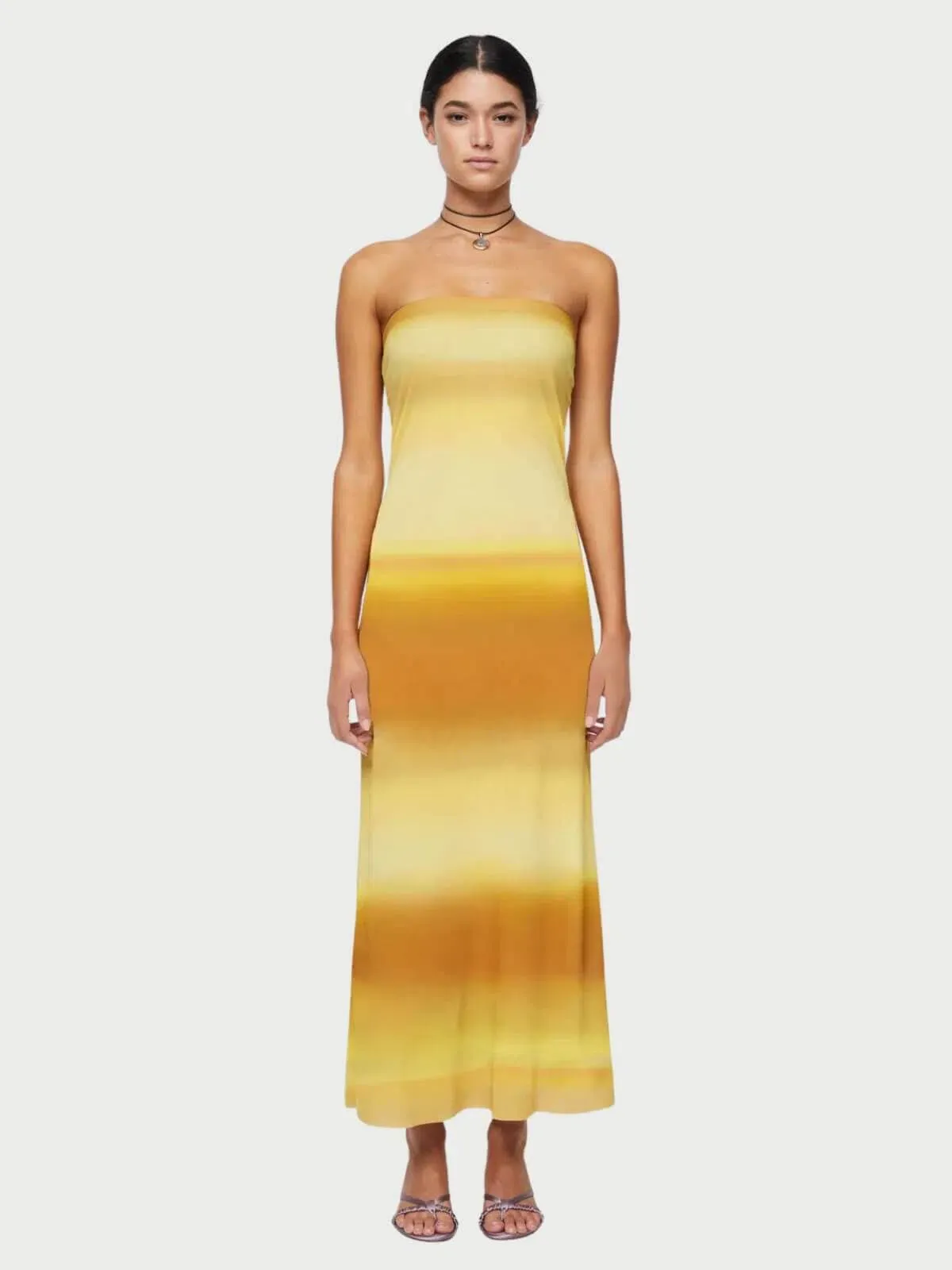 Bec & Bridge Amara Strapless Midi Dress Golden Ombre Size 8  - Image 1