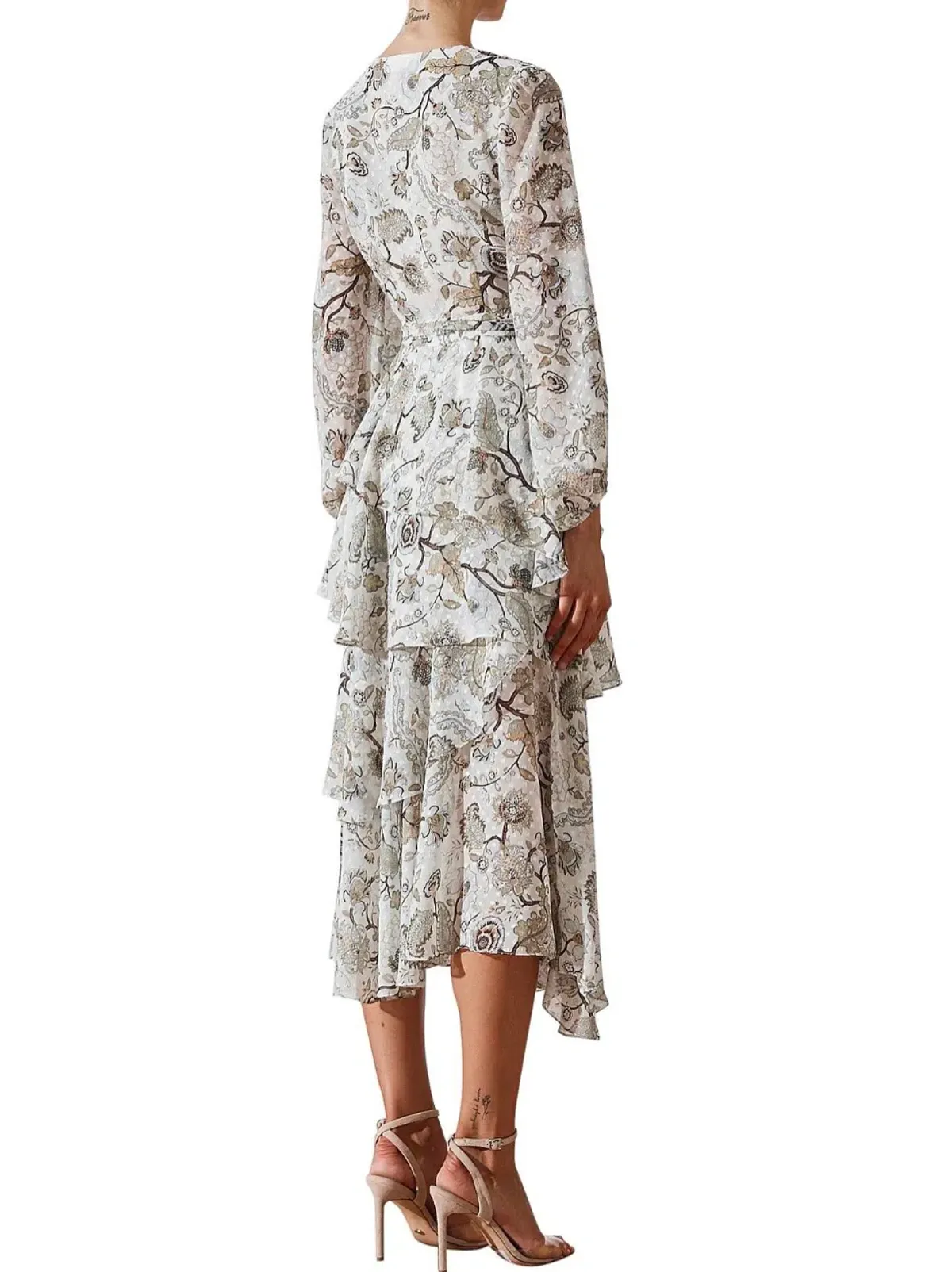 Shona Joy Quinn Tiered Midi Dress Floral Size 10 - Image 3