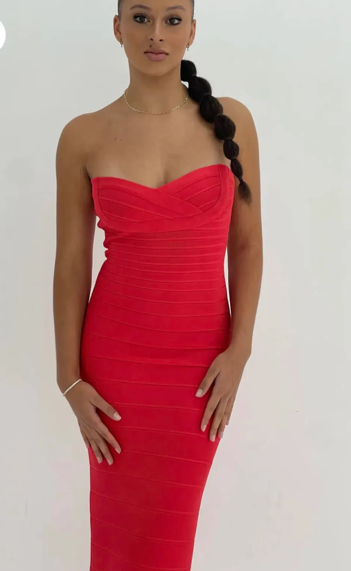 Herve Leger Strapless Gown Red Size S / AU 8 - Image 2