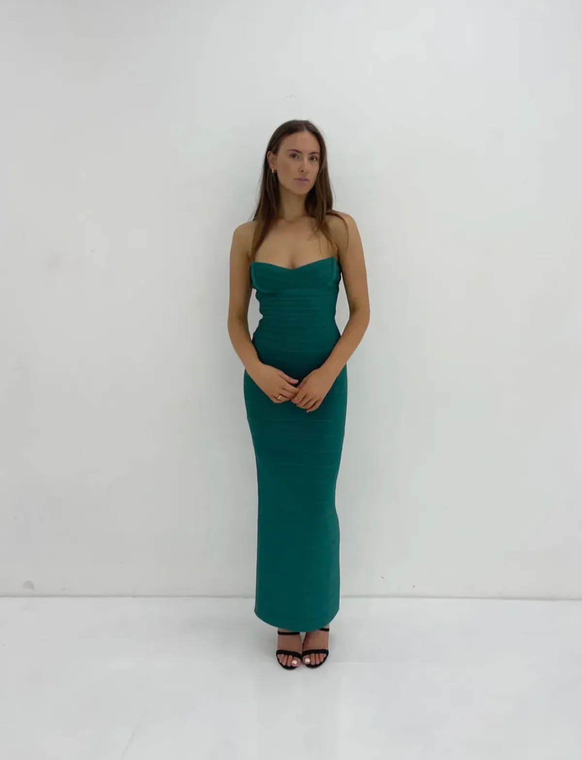 Herve Leger Strapless Gown Jade Size S / AU 8 - Image 1