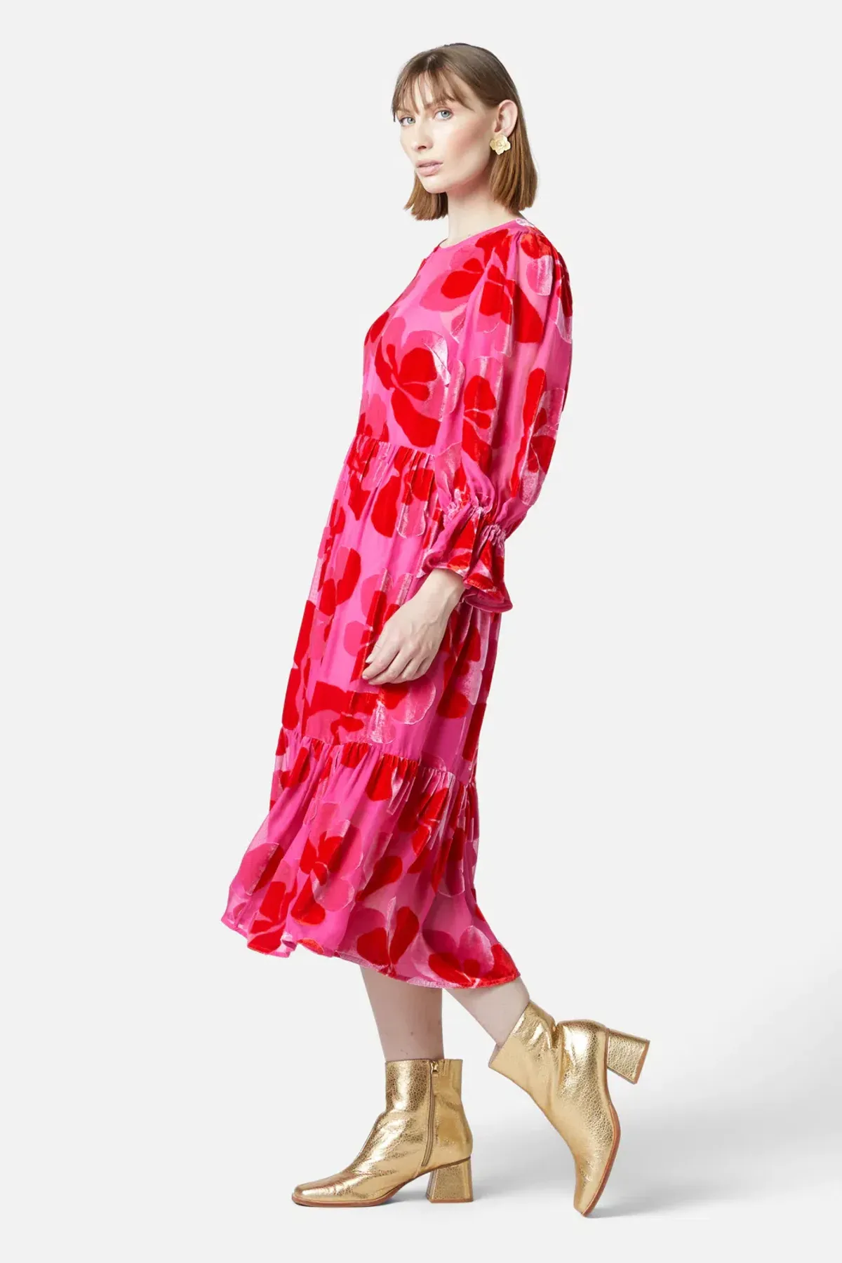 Gorman Pansy Devore Dress Maxi Pink Size AU 12 - Image 2