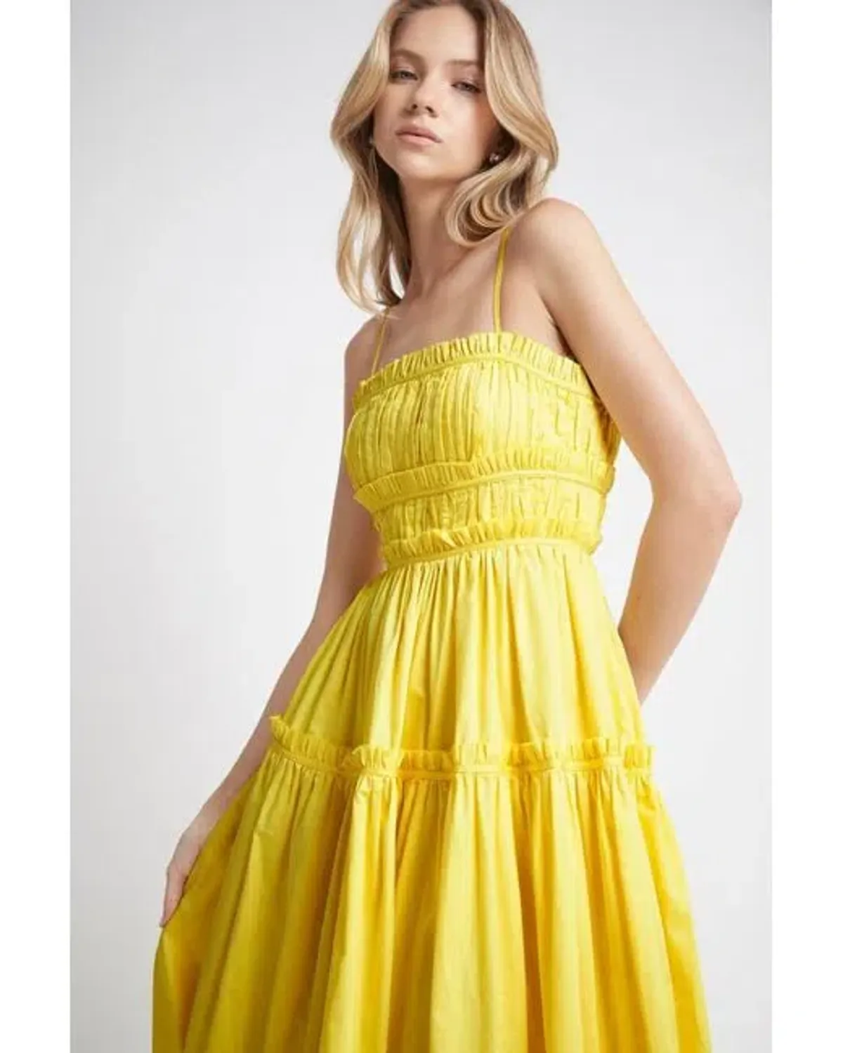 Aje Romance Tie Strap Midi Dress Sunshine Yellow Size 16 - Image 3