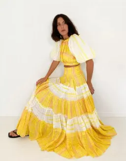 Aje Wilderness Crop Top & Skirt Set Yellow Check Size 10/12 for rent on The Volte - image 1