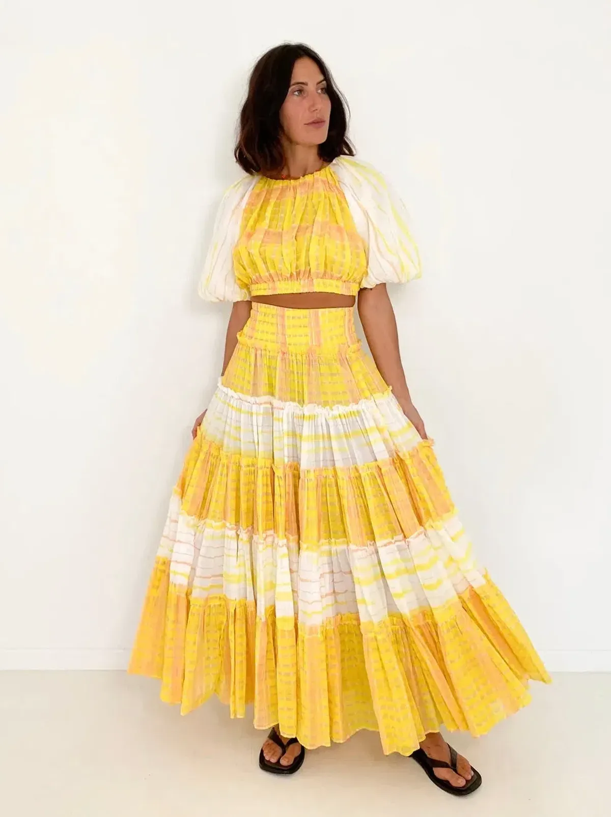 Aje Wilderness Crop Top & Skirt Set Yellow Check Size 10/12 - Image 2