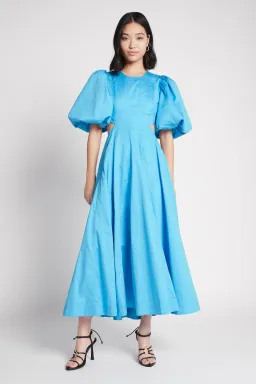 AJE Cerulean Falling Water Cut Out Midi Dress Blue Size 8 for rent on The Volte - image 1