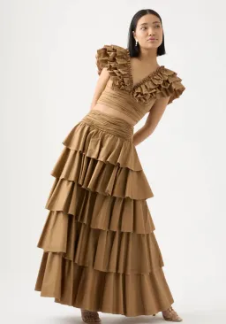 AJE  Rhythmic Frill Bodice Size 12 & Eleni Tiered Maxi Skirt Size 8 Set Willow  for rent on The Volte - image 1