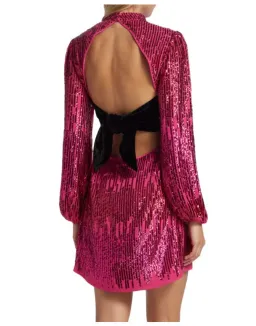Rixo London Lara Sequined Mini Dress Hot Pink Size 10 for rent on The Volte - image 3