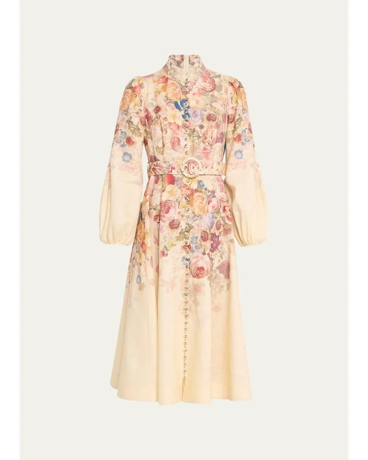 Zimmermann Luminosity Buttoned Midi Dress Morisot Cream Floral Print Size 2 / AU 12 - Image 4