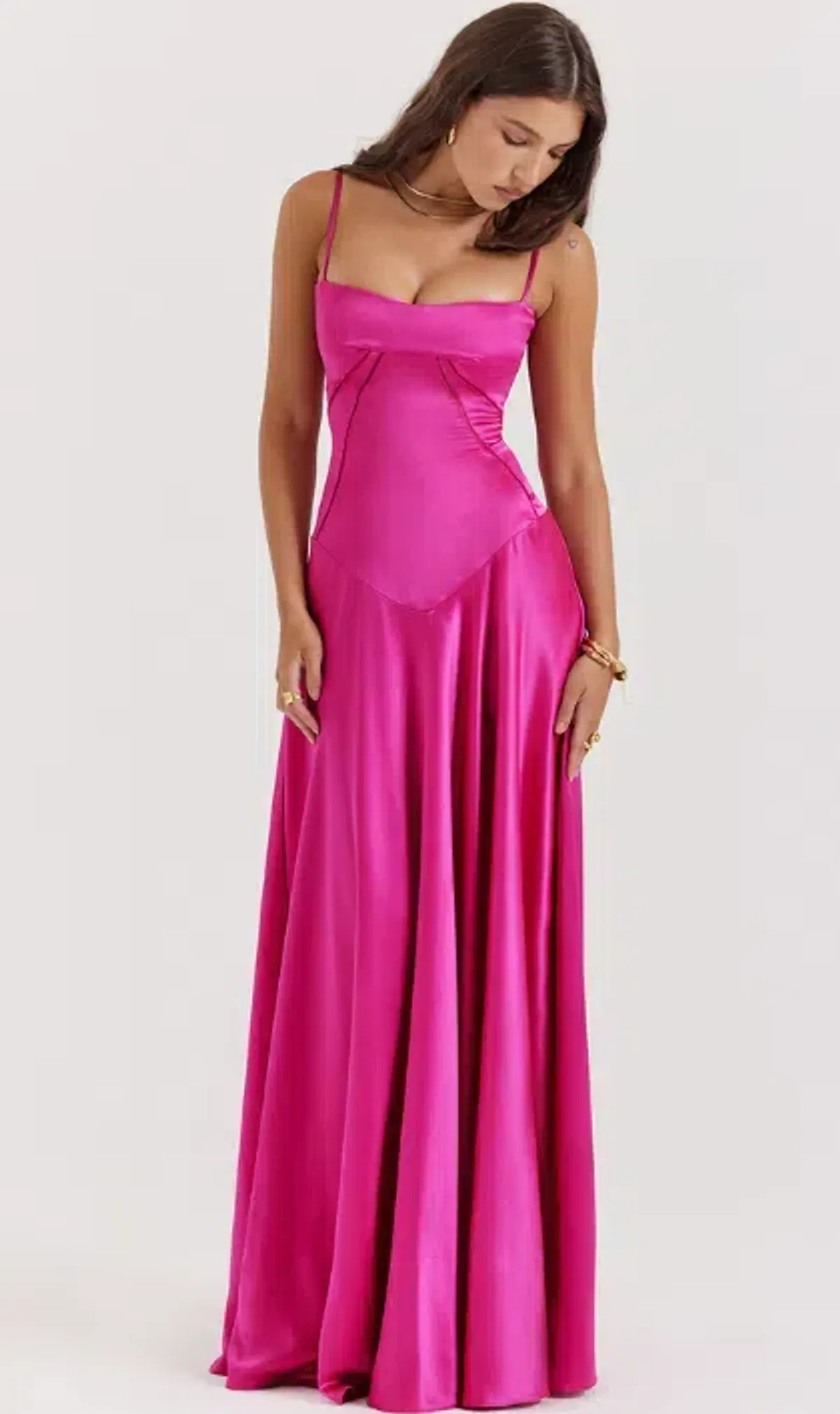 House of CB Anabella Seren Lace Up Corset Maxi Dress in Hot Pink Fuchsia Size M / Size AU 10 - Image 2
