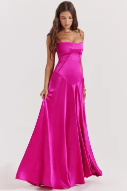 House of CB Anabella Seren Lace Up Corset Maxi Dress in Hot Pink Fuchsia Size M / Size AU 10  for rent on The Volte - image 3