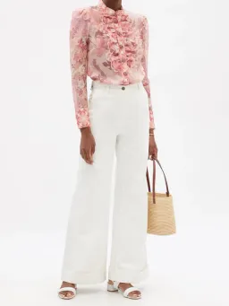 Zimmerman Concert Ruffle Linen And Silk Blend Pink Size 2 / AU 14 for rent on The Volte - image 2