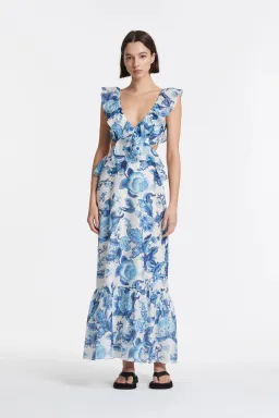 Sir the Label Amaris Frill Midi Dress Print Size 0 / AU 6 for rent on The Volte - image 1