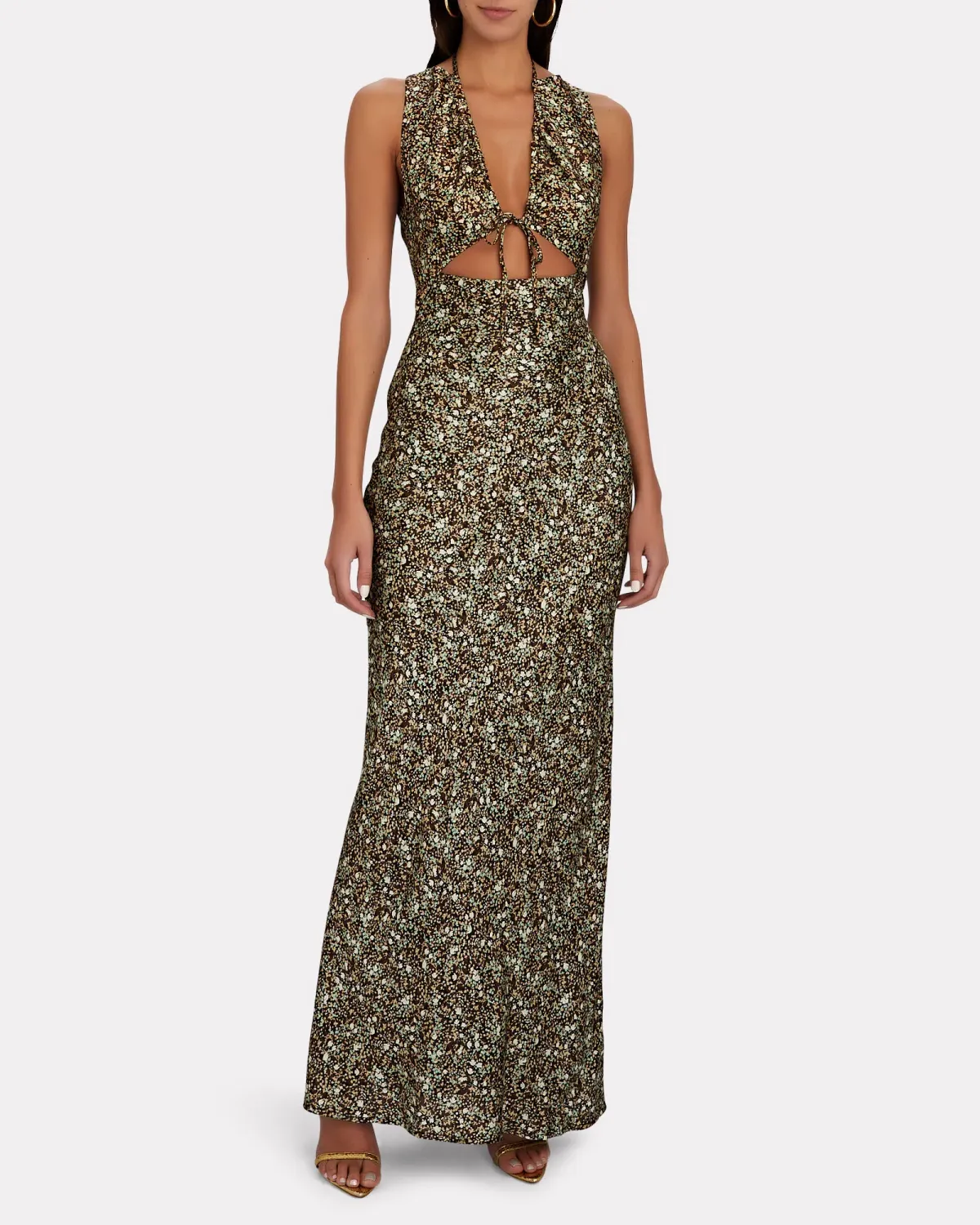 Shona Joy Avriel Cut Out Front Maxi Dress Floral Size 6 - Image 1