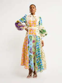 Alemais Lou Balloon Sleeve Shirt Dress Multi Size 14 for rent on The Volte - image 3