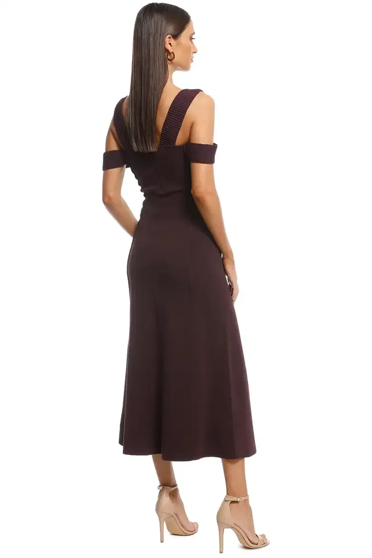 Camilla and Marc Carole Fit and Flare Midi Dress Burgundy Size 10 - Image 3