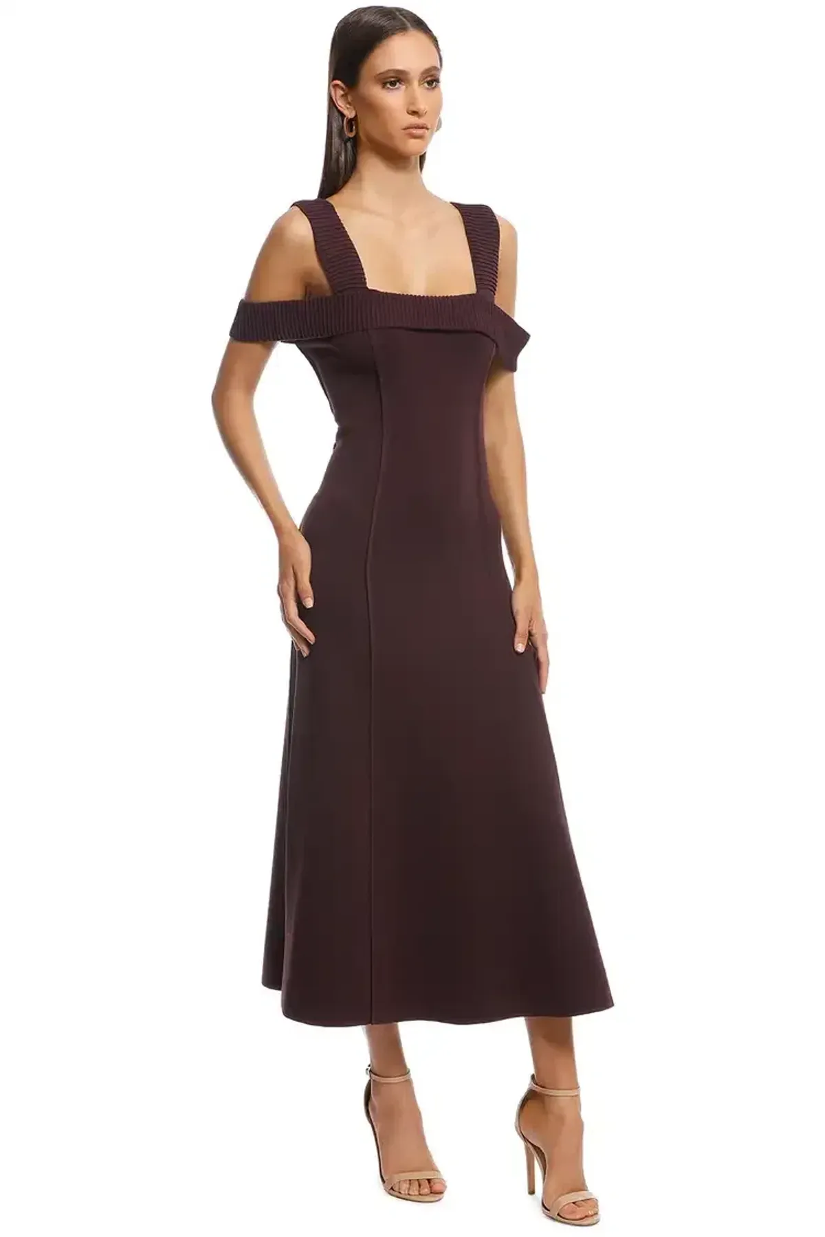 Camilla and Marc Carole Fit and Flare Midi Dress Burgundy Size 10 - Image 2