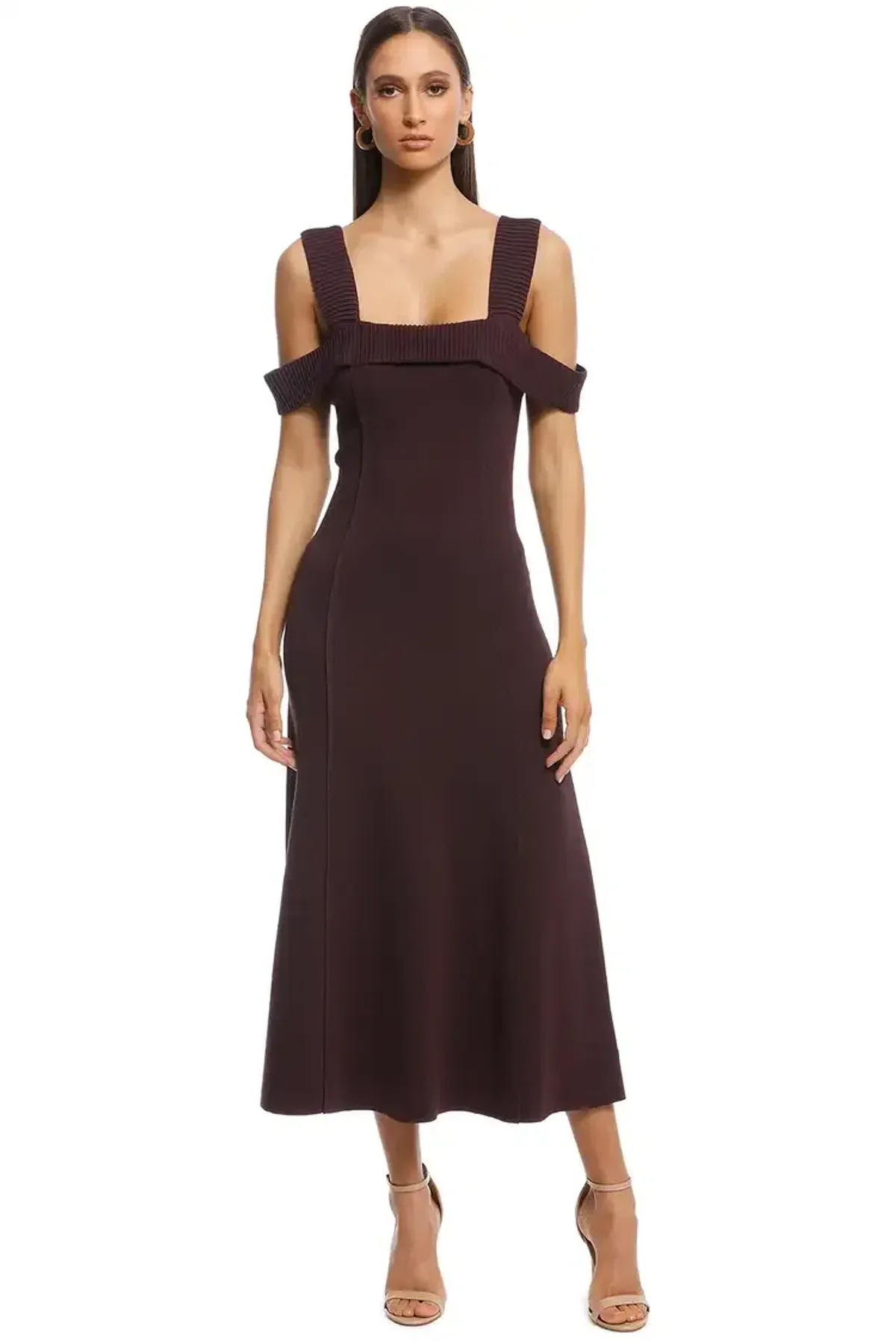 Camilla and Marc Carole Fit and Flare Midi Dress Burgundy Size 8 - Image 1