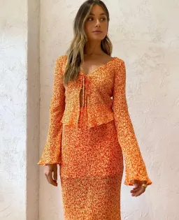Bec & Bridge Cheri Long Sleeve Top in Orange Size 16 for rent on The Volte - image 4