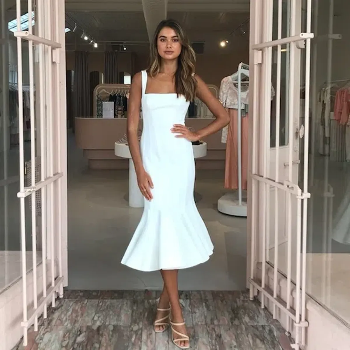 Acler Mawson Midi Dress White Size 12 - Image 1