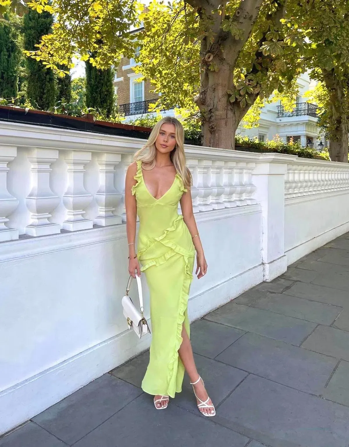 House of CB Pixie Ruffle Maxi Dress Lime Size S / AU 8-10 - Image 1