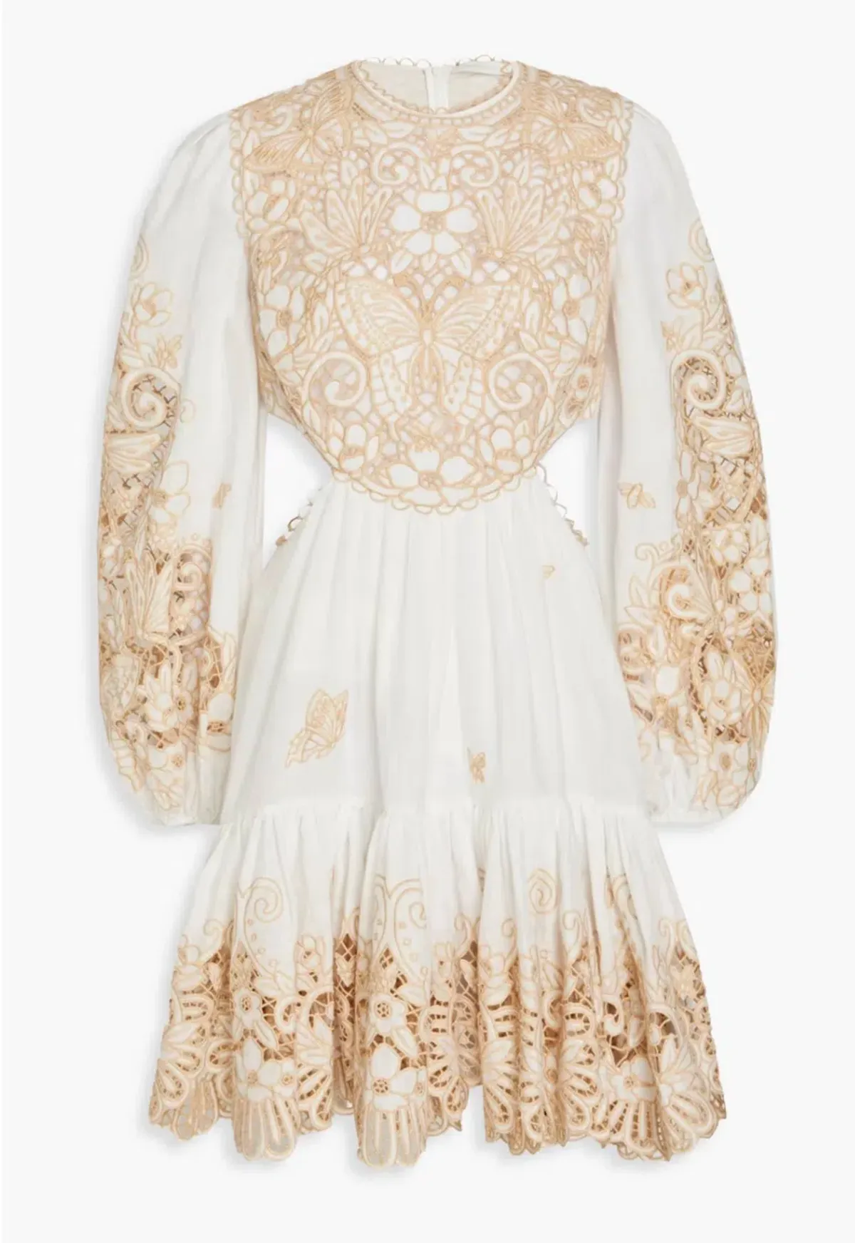 Zimmermann Ivory Embroidered Jeannie Mini Dress Size 0/ Au 8 - Image 4