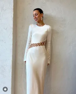 Shona Joy Arienzo Asymmetrical Lace Up Maxi Dress In Cream Size 6  for rent on The Volte - image 2