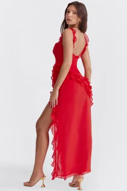 House Of CB Ariela Ruffle Maxi Dress Red Size M / 10  for rent on The Volte - image 6