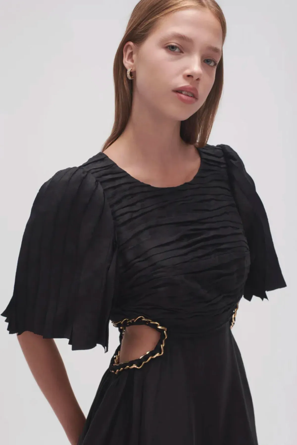 Aje Monica Chainlink Midi Dress Black Size AU 10 - Image 4
