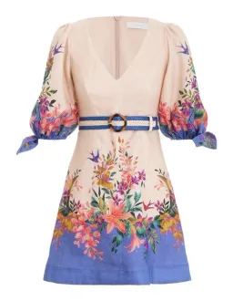 Zimmermann Tropicana Tie Sleeve Mini Dress Blue Floral Size 1 / AU 10 for rent on The Volte - image 3