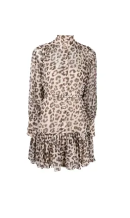 Zimmermann Gathered Cotton and Silk Blend Mini Dress Leopard Print Size 0P / AU 6 for rent on The Volte - image 4